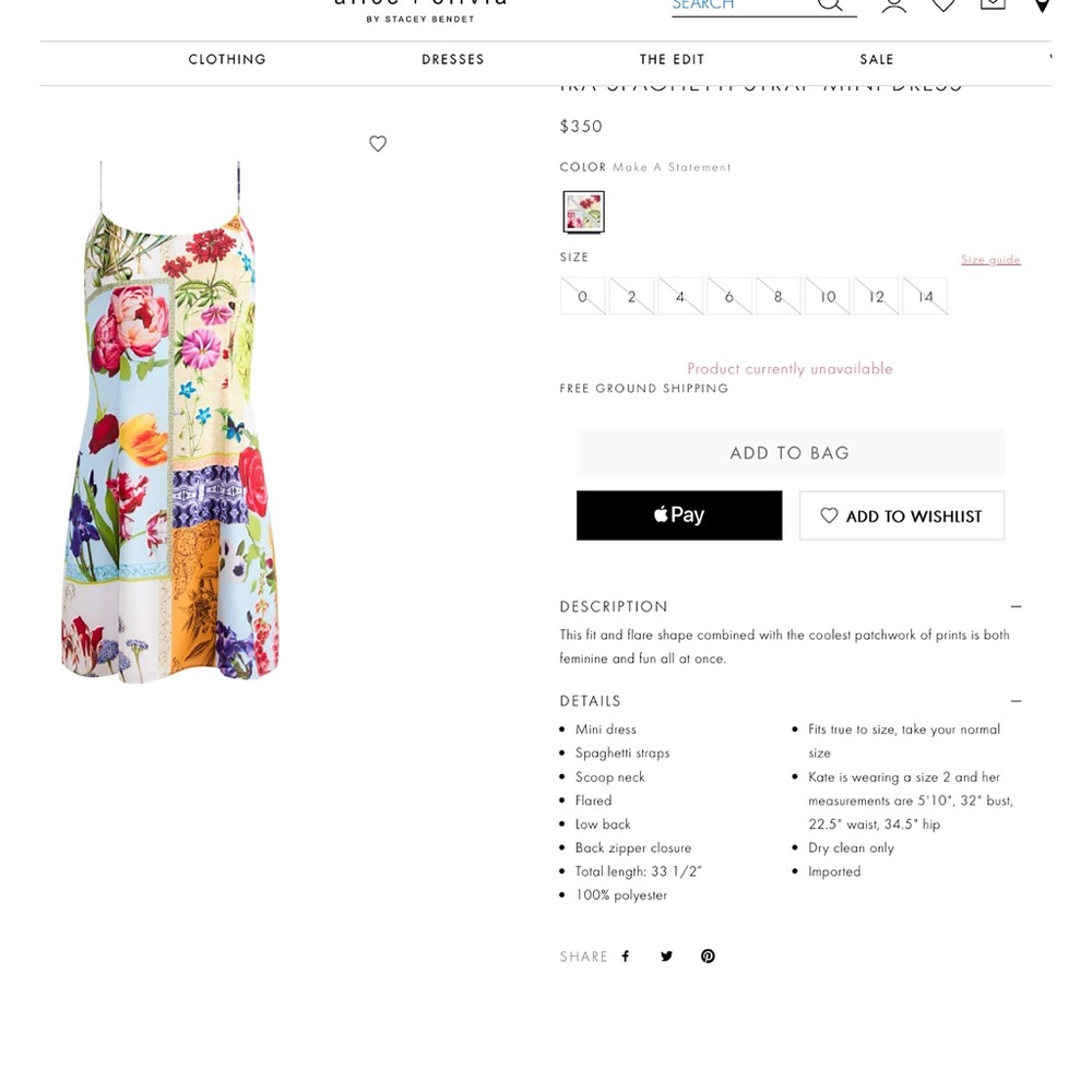 Alice + Olivia Ira Floral Spaghetti Strap Mini Dress - Picture 3 of 15